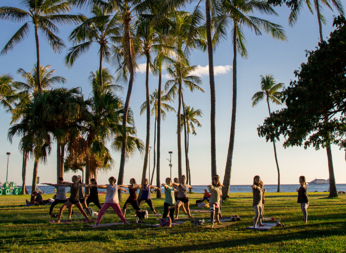 Yogastunde auf Hawaii.